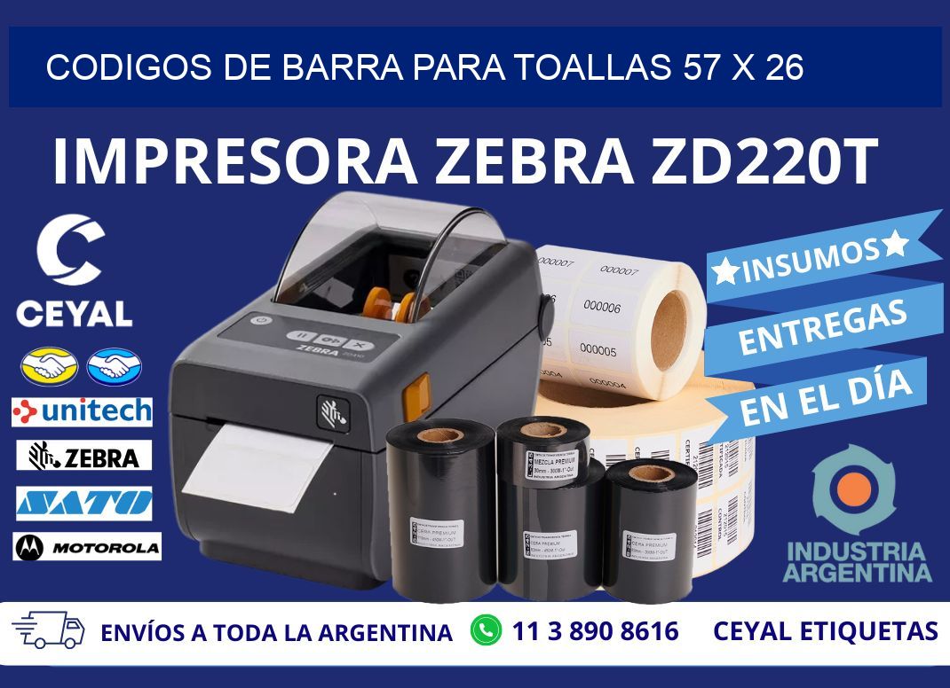 CODIGOS DE BARRA PARA TOALLAS 57 x 26