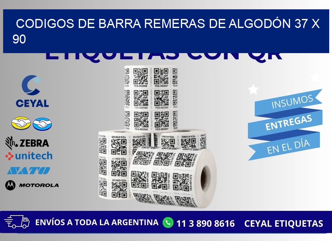 CODIGOS DE BARRA REMERAS DE ALGODÓN 37 x 90