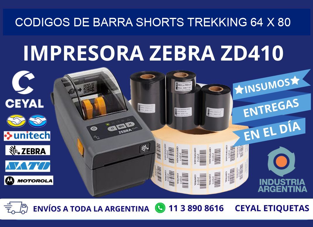 CODIGOS DE BARRA SHORTS TREKKING 64 x 80