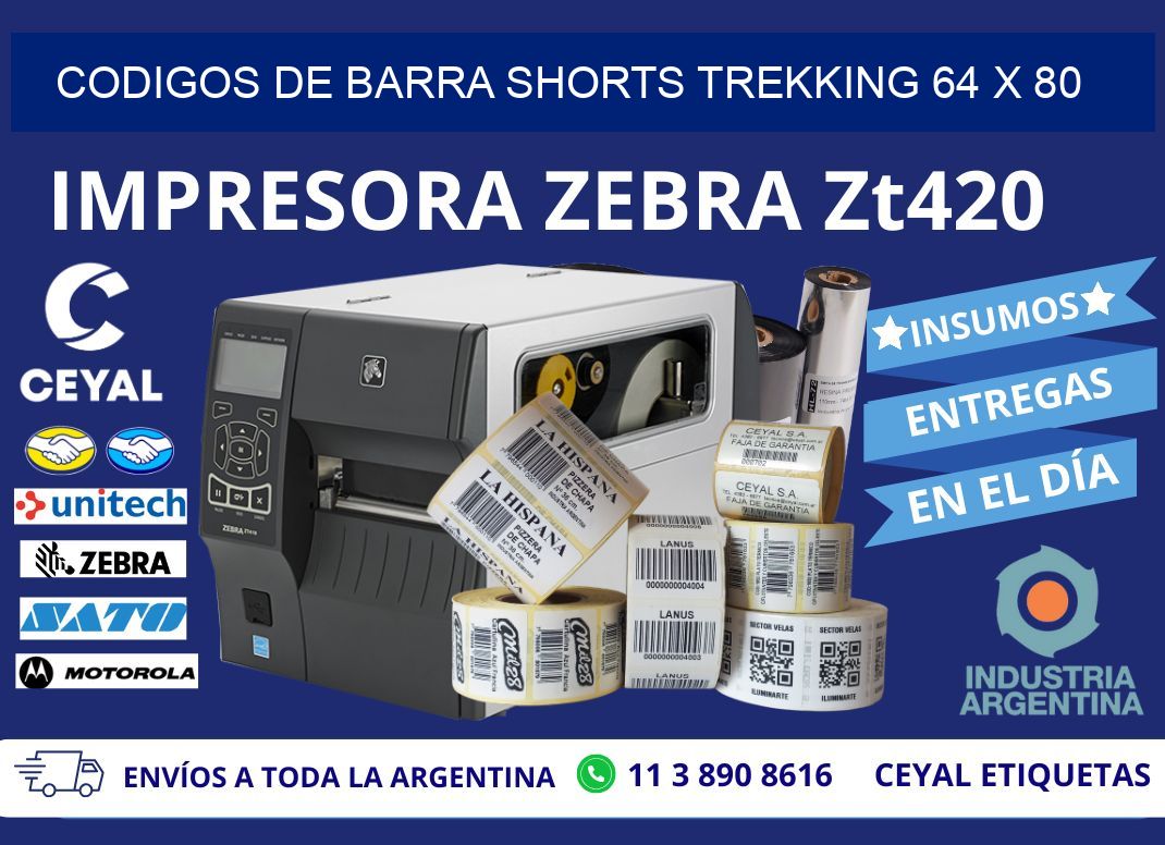 CODIGOS DE BARRA SHORTS TREKKING 64 x 80