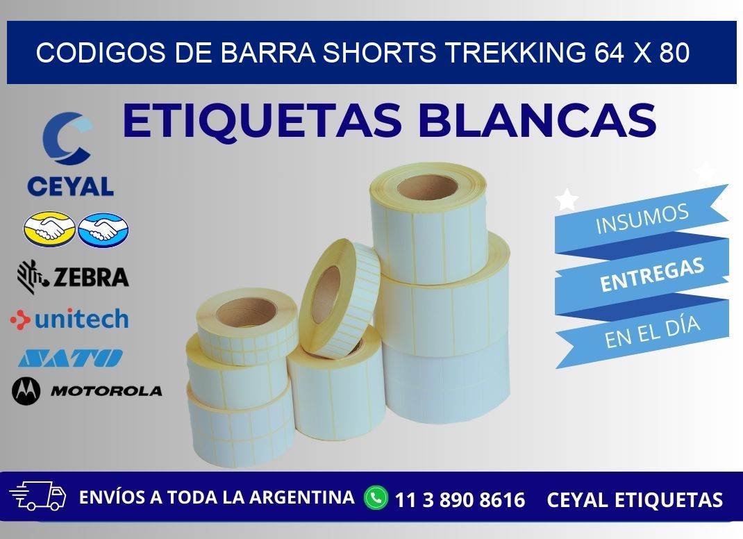 CODIGOS DE BARRA SHORTS TREKKING 64 x 80