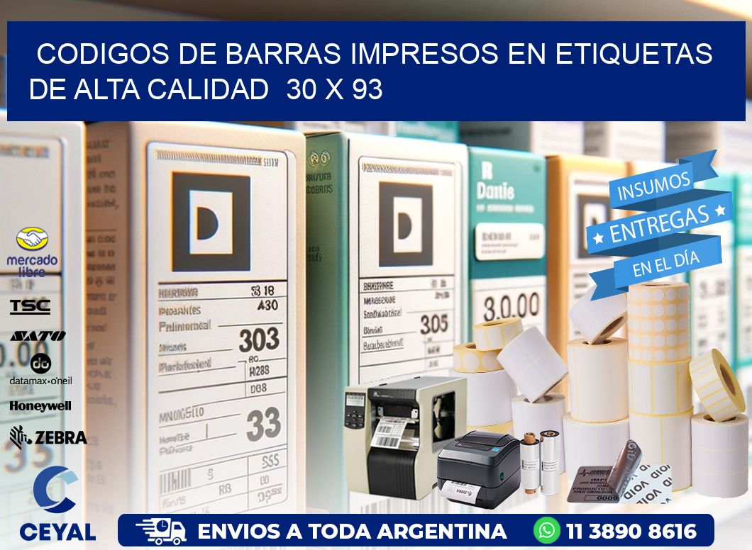 Codigos de Barras Impresos en Etiquetas de Alta Calidad  30 x 93