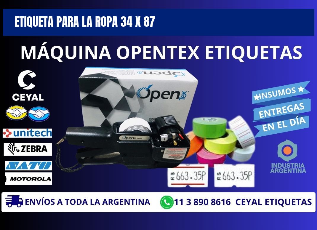 ETIQUETA PARA LA ROPA 34 x 87