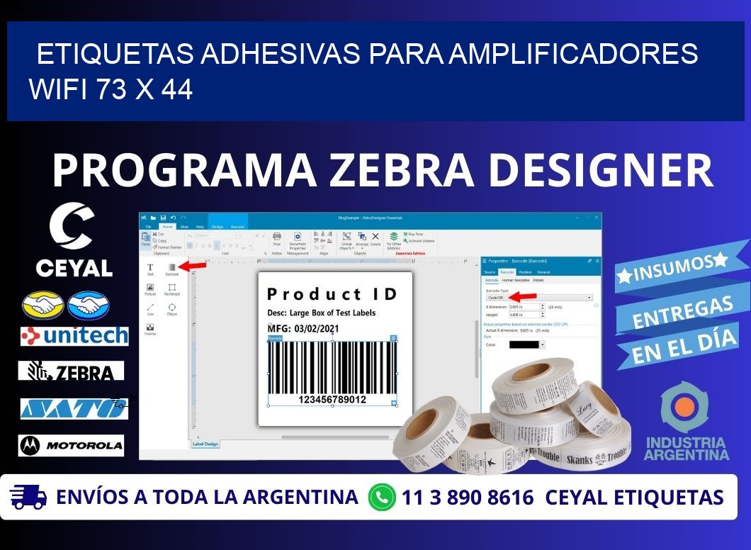 ETIQUETAS ADHESIVAS PARA AMPLIFICADORES WIFI 73 x 44