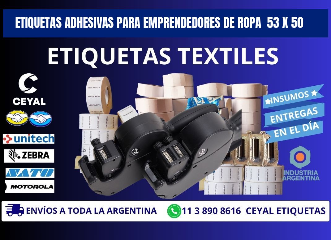 ETIQUETAS ADHESIVAS PARA EMPRENDEDORES DE ROPA  53 x 50