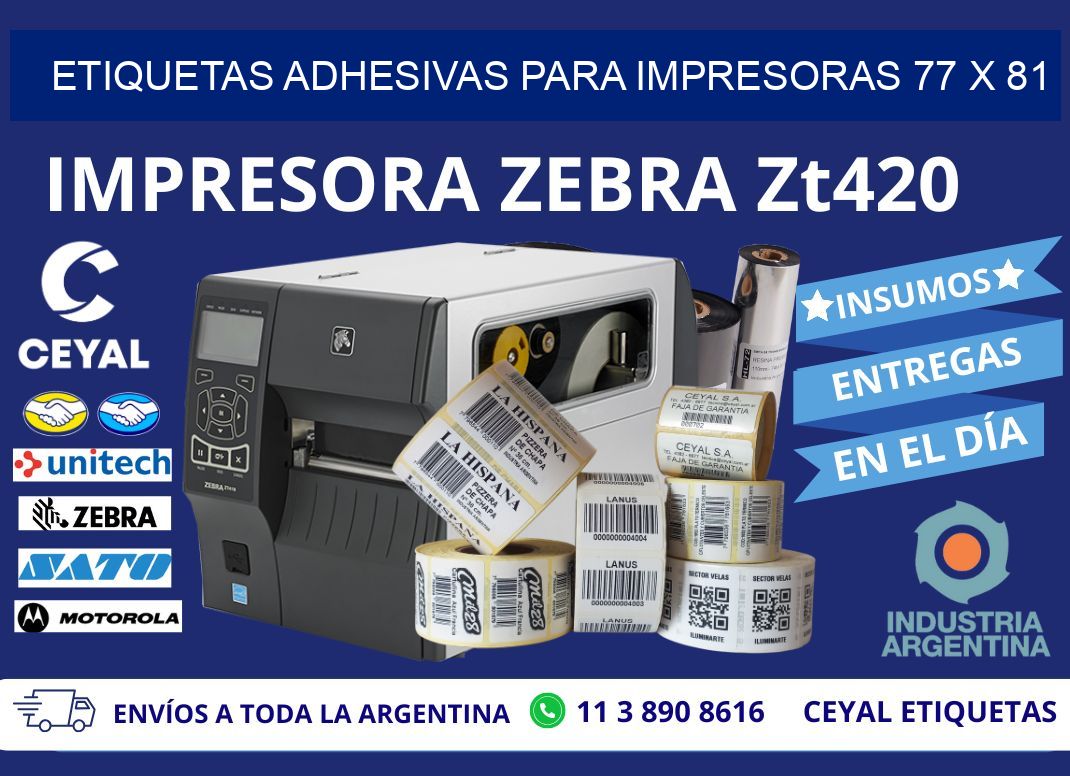 ETIQUETAS ADHESIVAS PARA IMPRESORAS 77 x 81