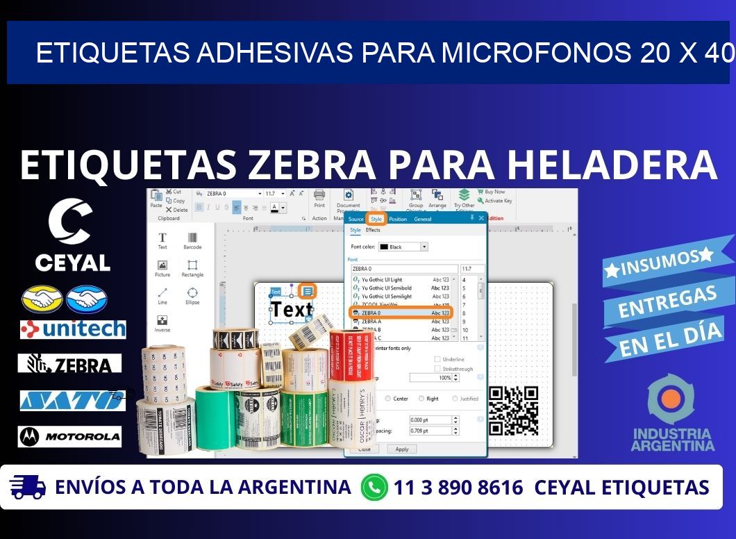 ETIQUETAS ADHESIVAS PARA MICROFONOS 20 x 40