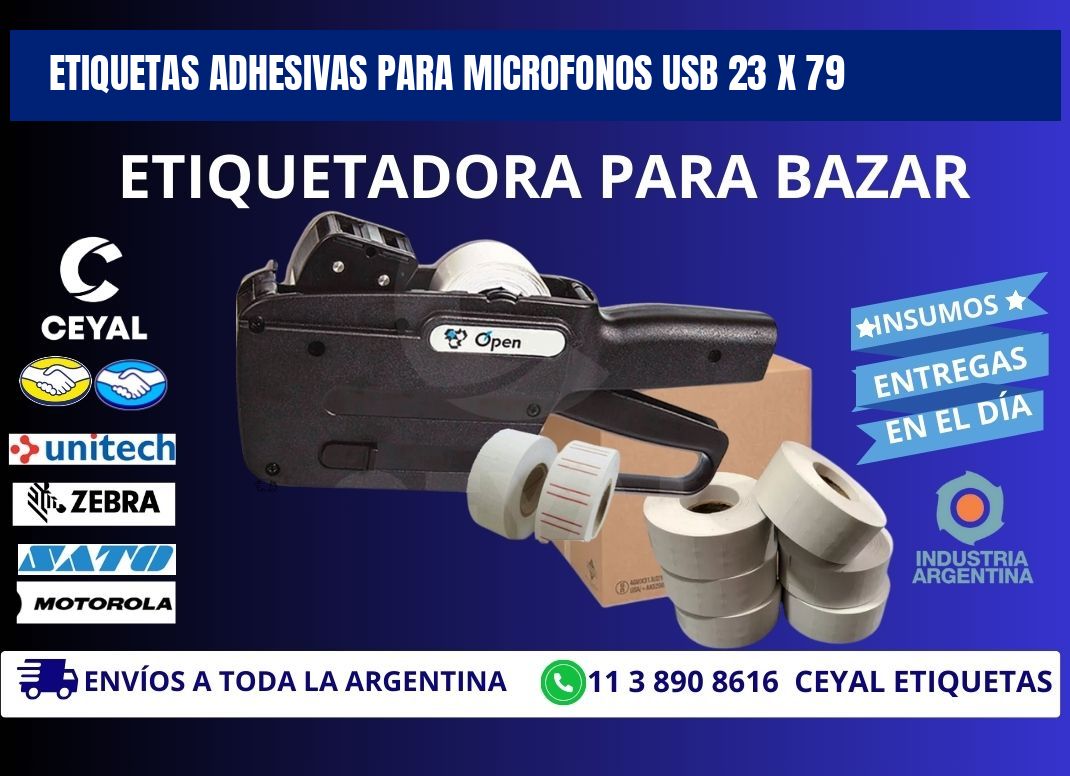 ETIQUETAS ADHESIVAS PARA MICROFONOS USB 23 x 79