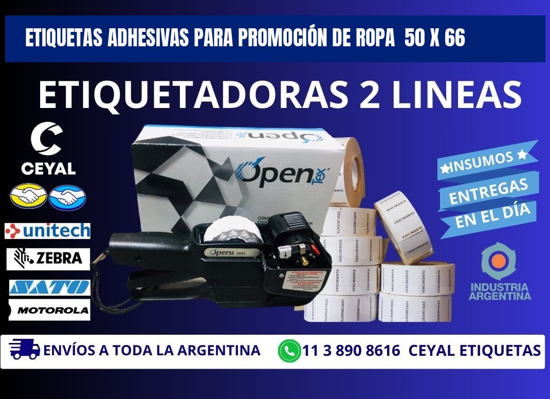 ETIQUETAS ADHESIVAS PARA PROMOCIÓN DE ROPA  50 x 66