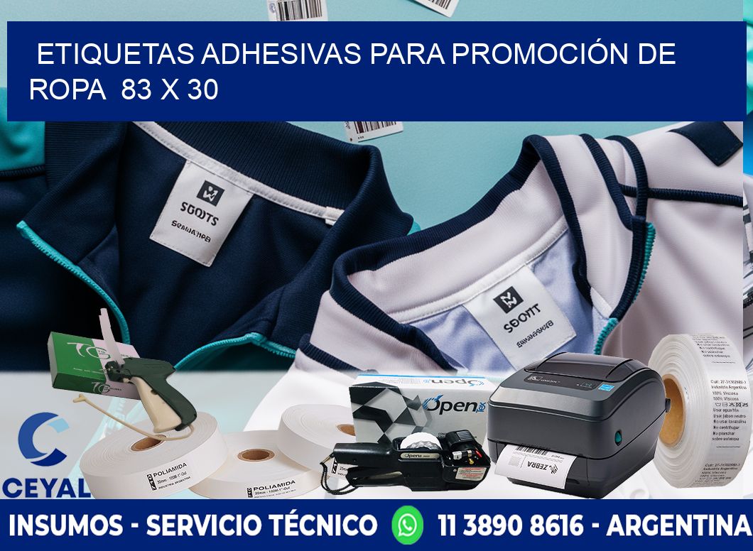 ETIQUETAS ADHESIVAS PARA PROMOCIÓN DE ROPA  83 x 30