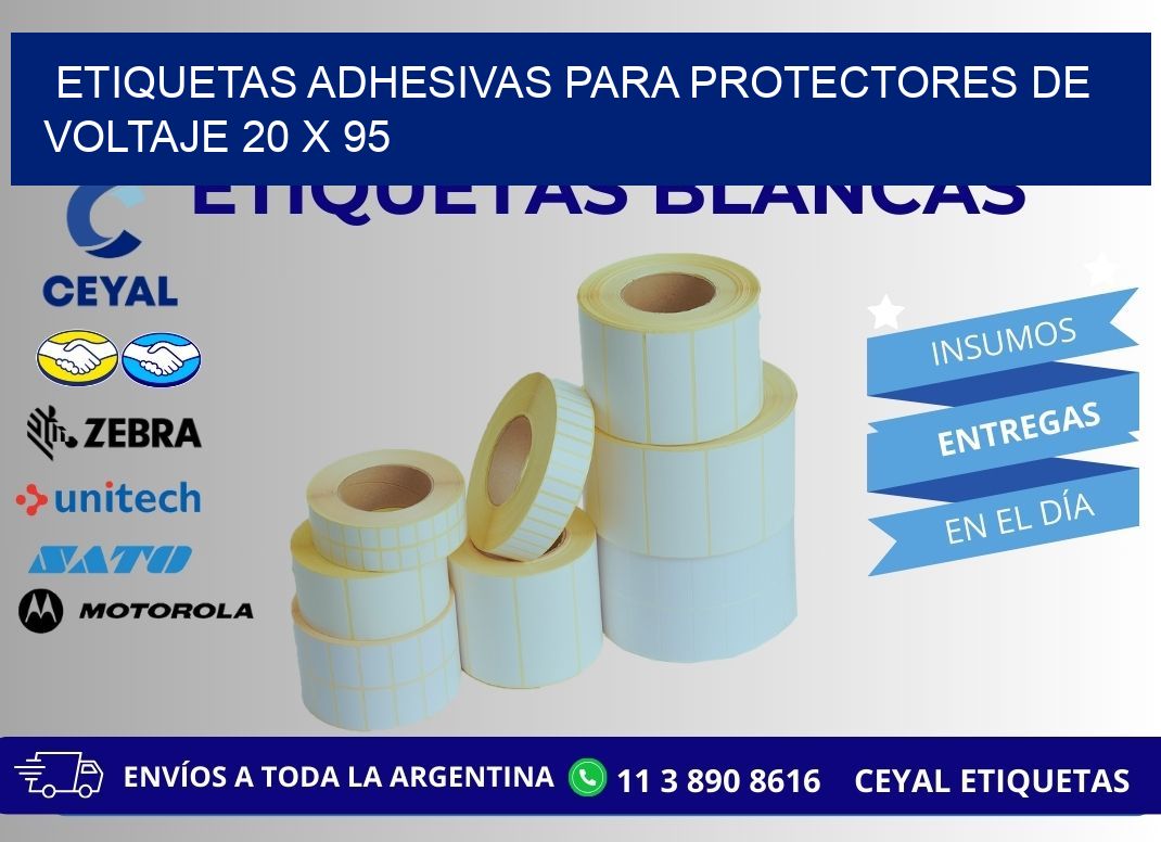 ETIQUETAS ADHESIVAS PARA PROTECTORES DE VOLTAJE 20 x 95