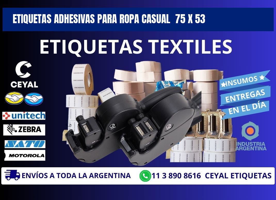 ETIQUETAS ADHESIVAS PARA ROPA CASUAL  75 x 53