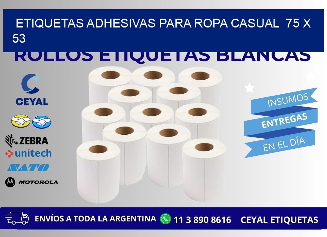 ETIQUETAS ADHESIVAS PARA ROPA CASUAL  75 x 53