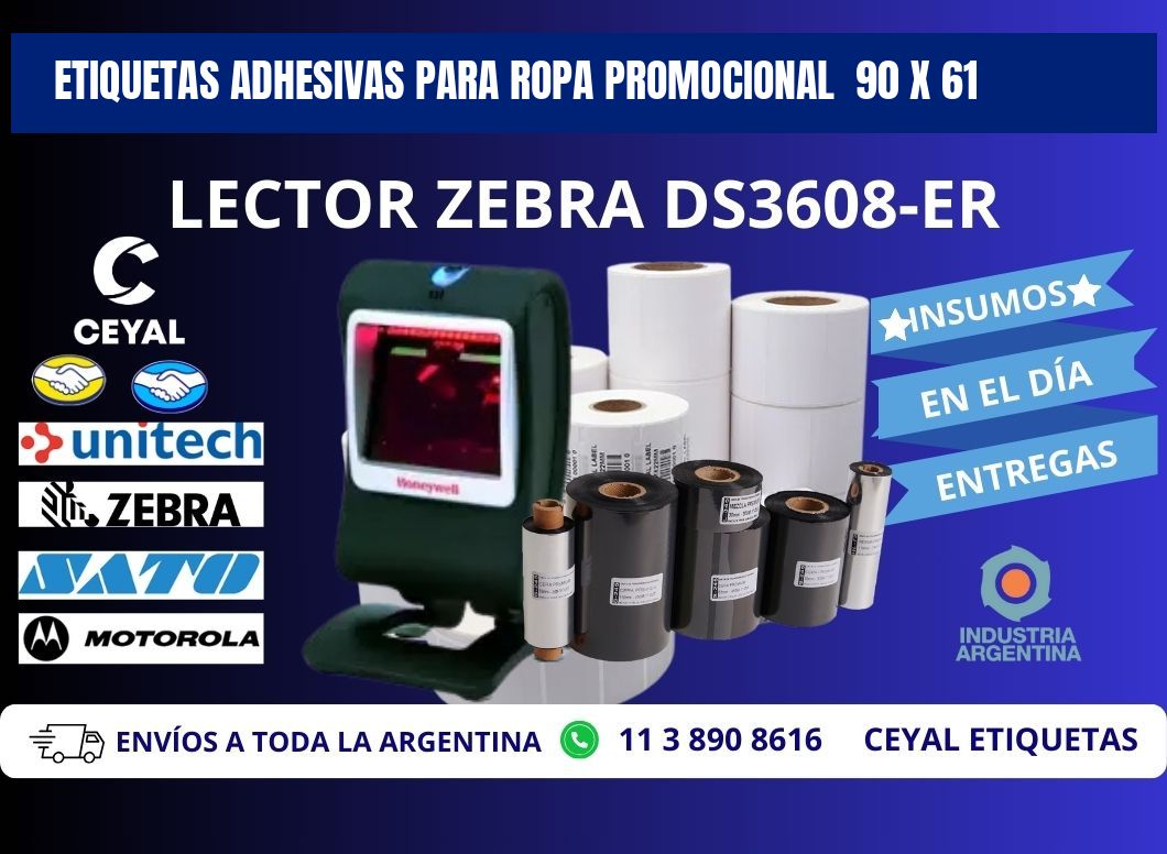 ETIQUETAS ADHESIVAS PARA ROPA PROMOCIONAL  90 x 61