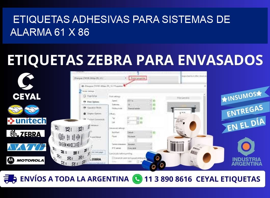 ETIQUETAS ADHESIVAS PARA SISTEMAS DE ALARMA 61 x 86