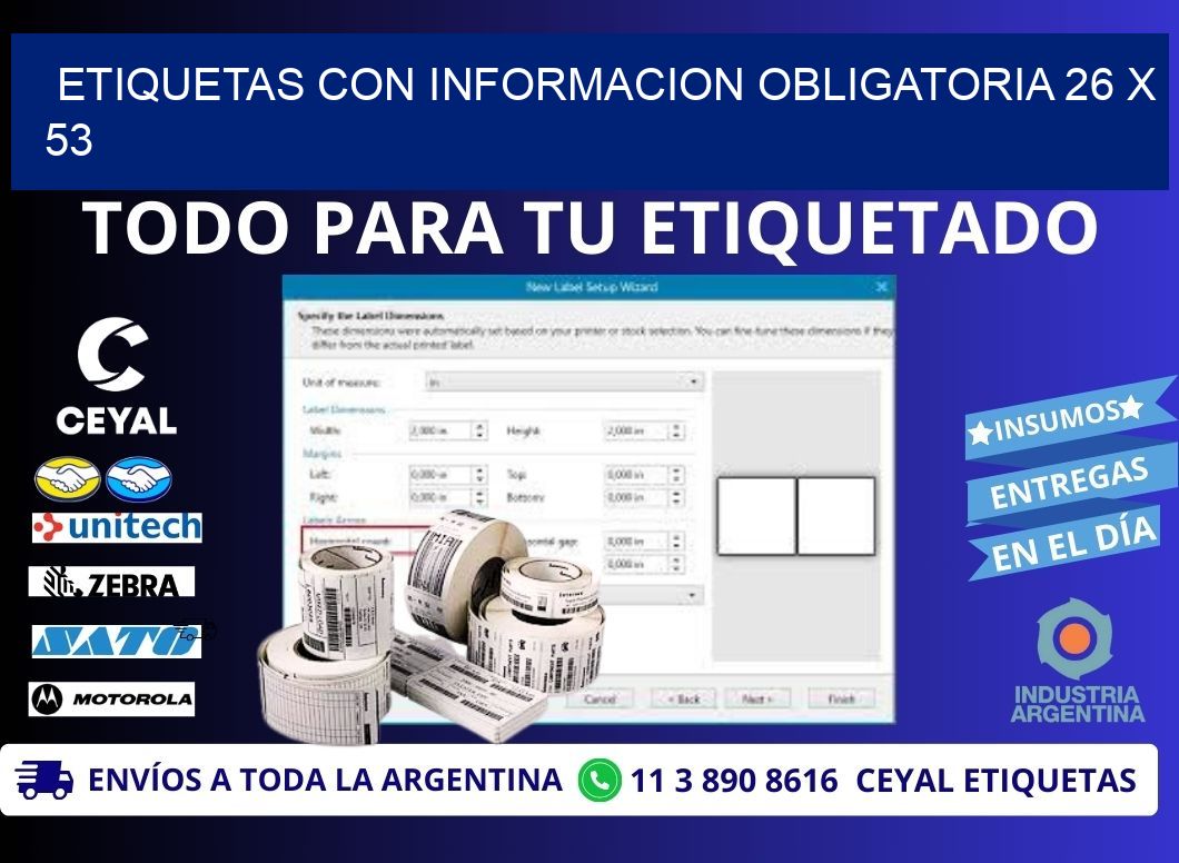 ETIQUETAS CON INFORMACION OBLIGATORIA 26 x 53