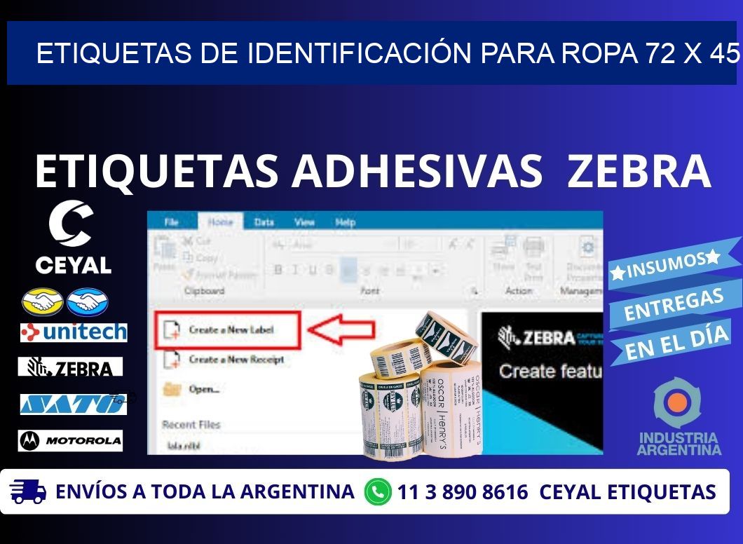 ETIQUETAS DE IDENTIFICACIÓN PARA ROPA 72 x 45