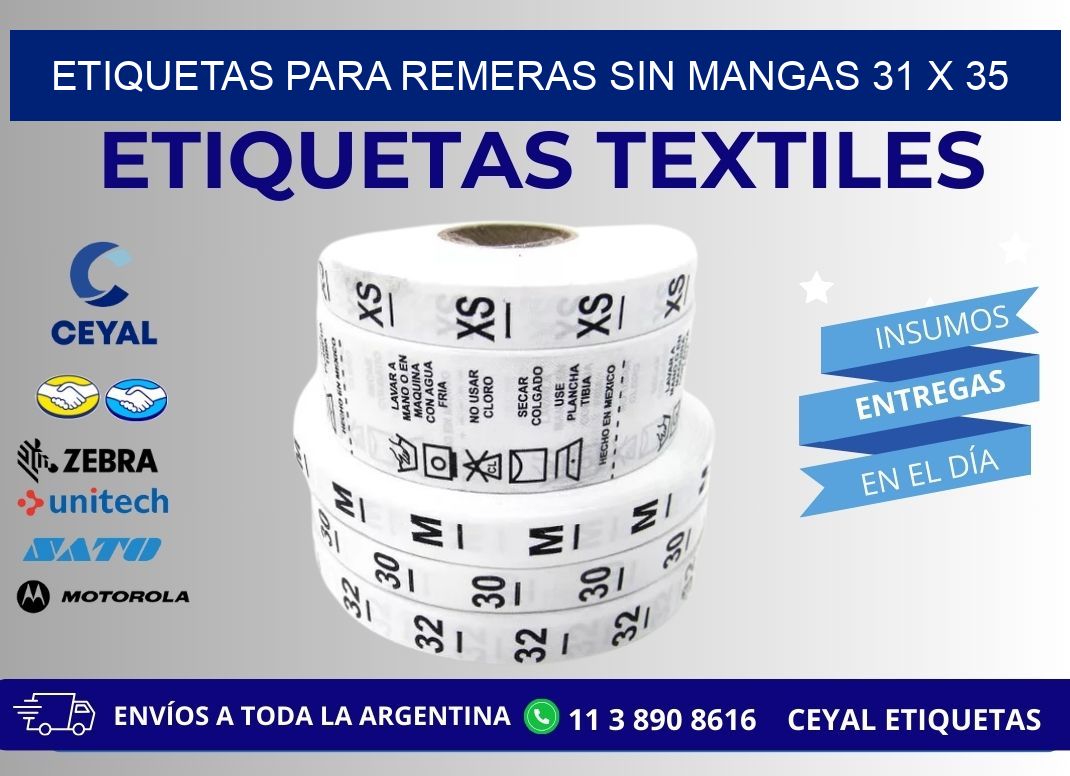 ETIQUETAS PARA REMERAS SIN MANGAS 31 x 35