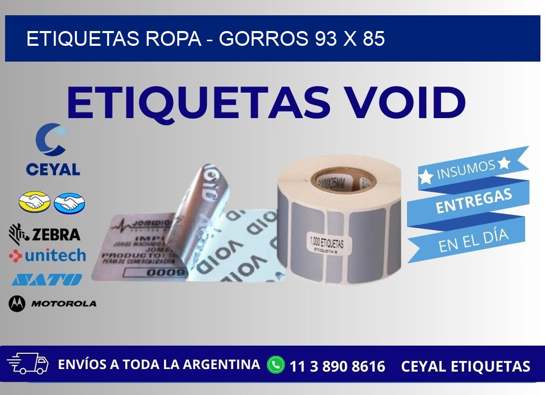 ETIQUETAS ROPA – GORROS 93 x 85