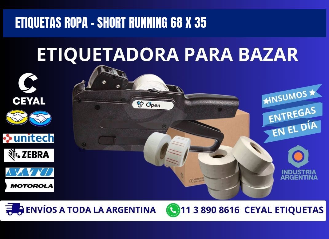 ETIQUETAS ROPA - SHORT RUNNING 68 x 35