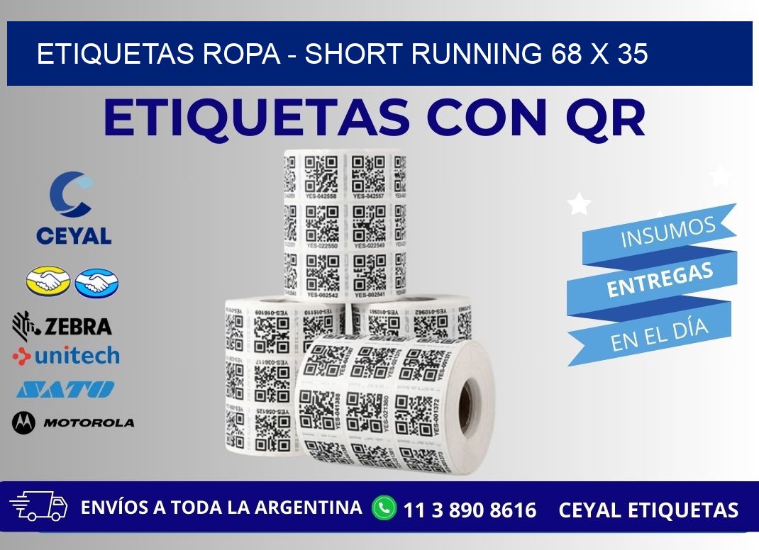 ETIQUETAS ROPA - SHORT RUNNING 68 x 35