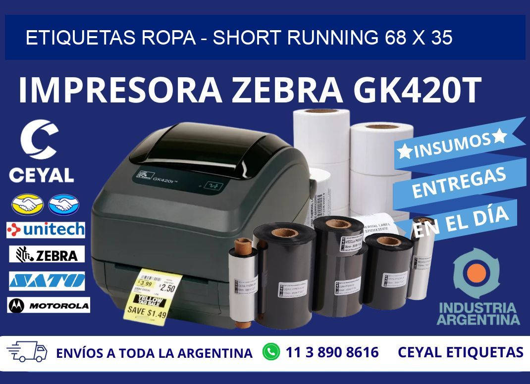 ETIQUETAS ROPA - SHORT RUNNING 68 x 35