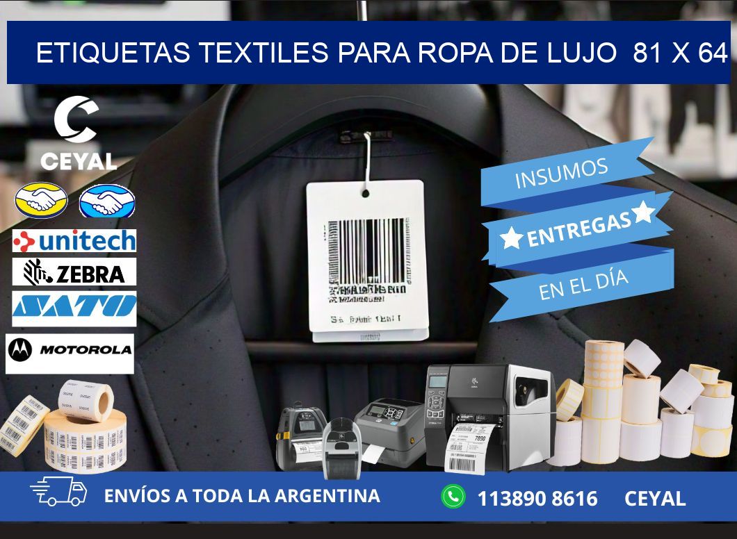 ETIQUETAS TEXTILES PARA ROPA DE LUJO  81 x 64