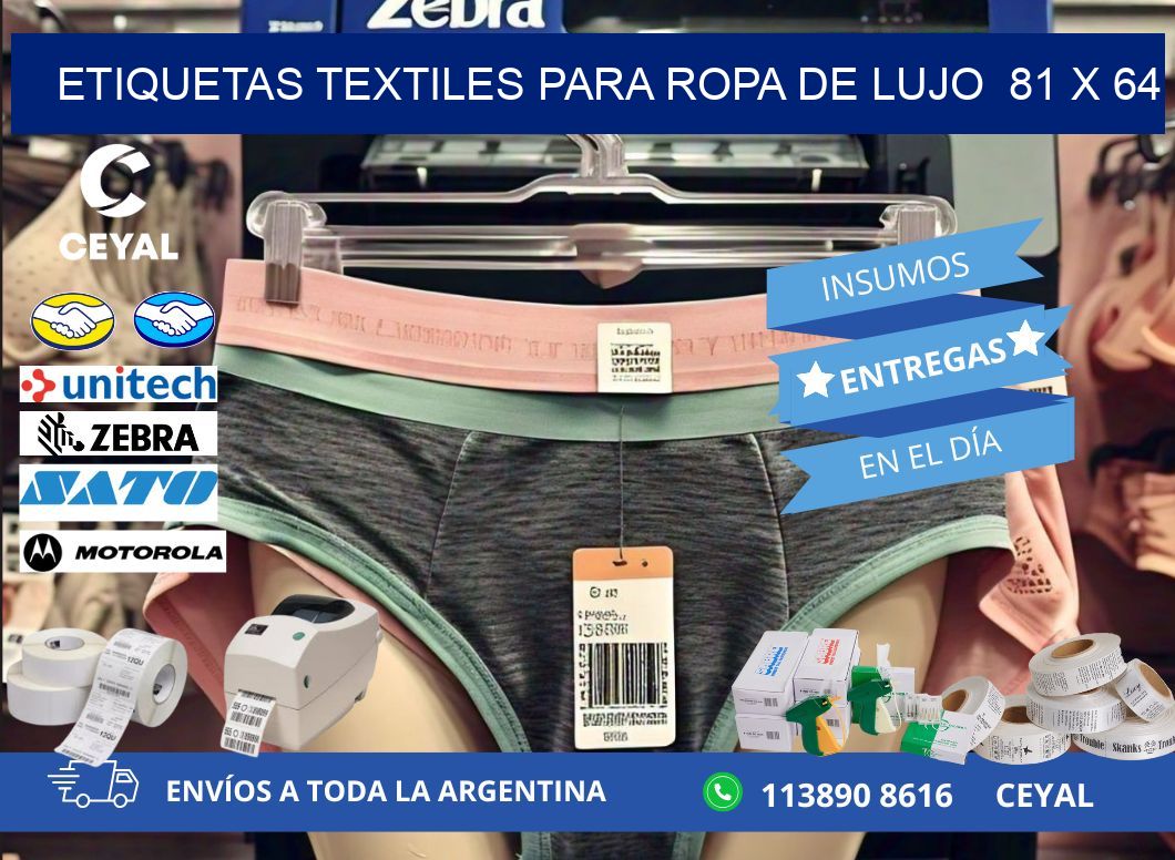 ETIQUETAS TEXTILES PARA ROPA DE LUJO  81 x 64