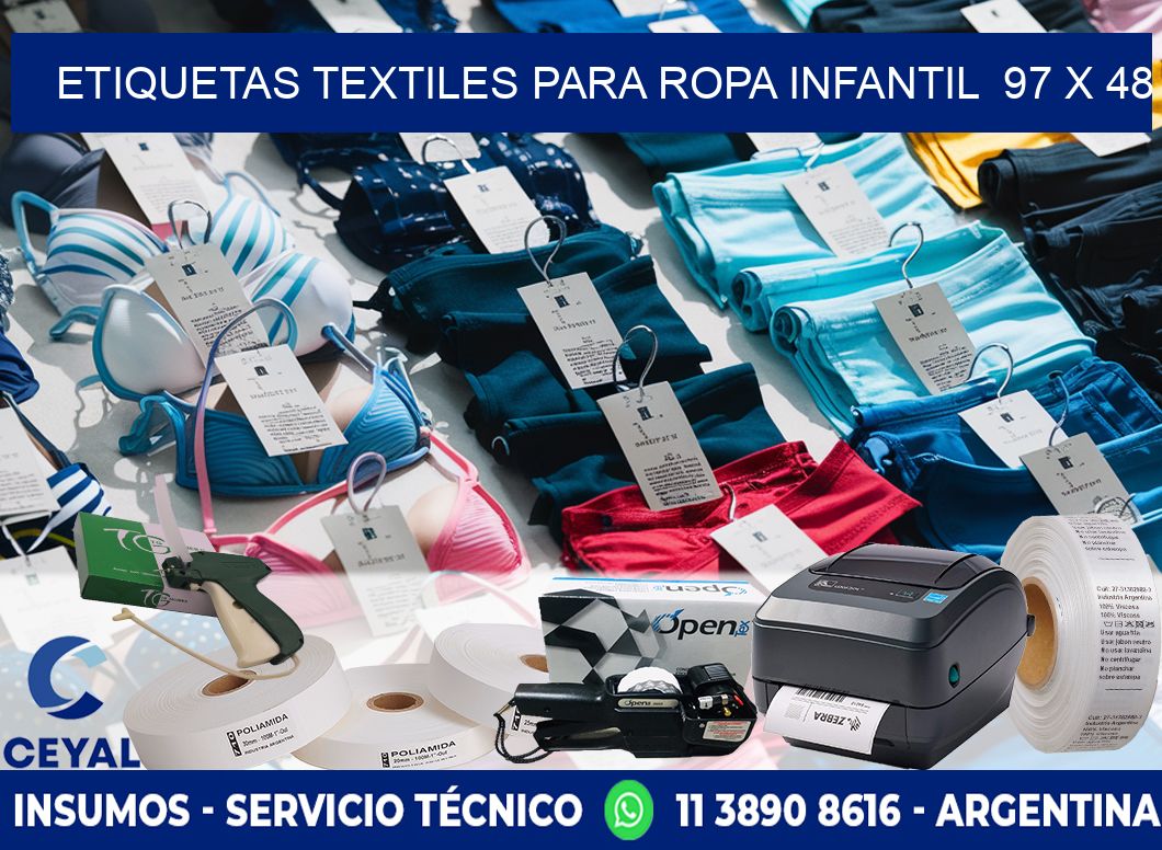 ETIQUETAS TEXTILES PARA ROPA INFANTIL  97 x 48