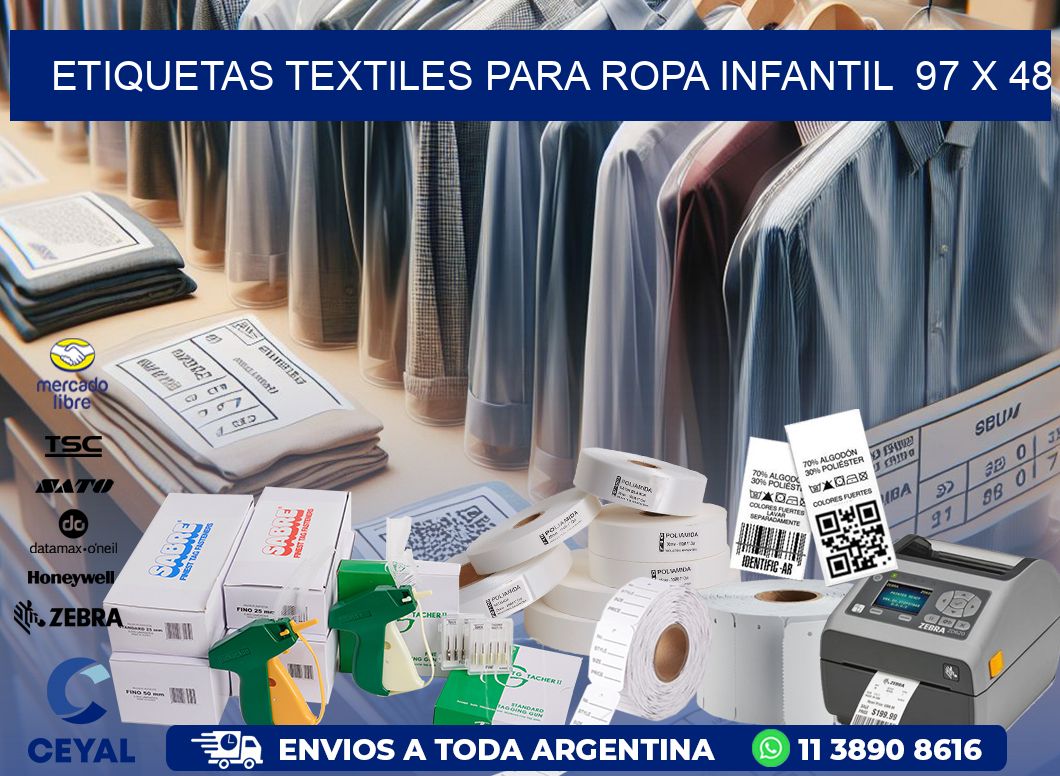 ETIQUETAS TEXTILES PARA ROPA INFANTIL  97 x 48