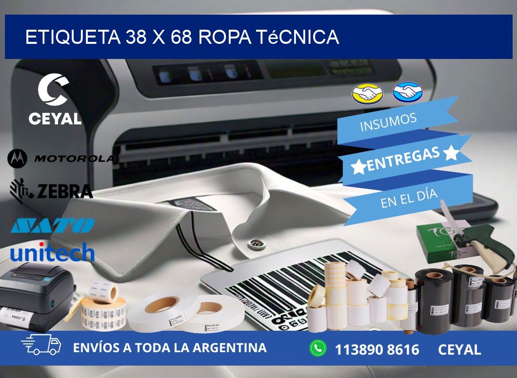 Etiqueta 38 x 68 ropa técnica