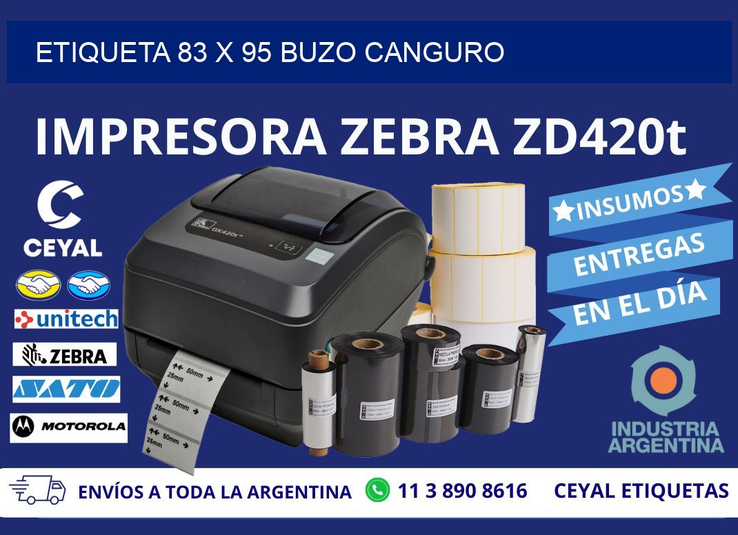 Etiqueta 83 x 95 buzo canguro