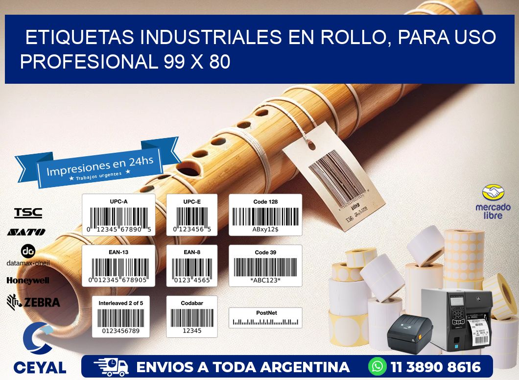 Etiquetas Industriales en Rollo, Para Uso Profesional 99 x 80