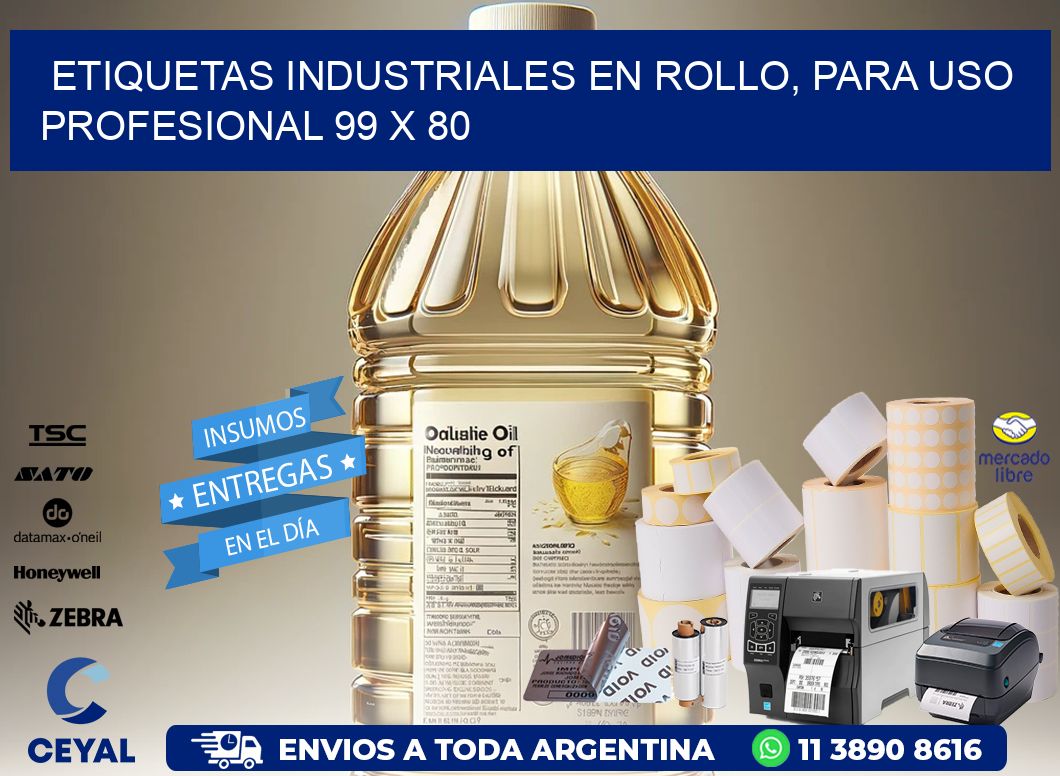 Etiquetas Industriales en Rollo, Para Uso Profesional 99 x 80