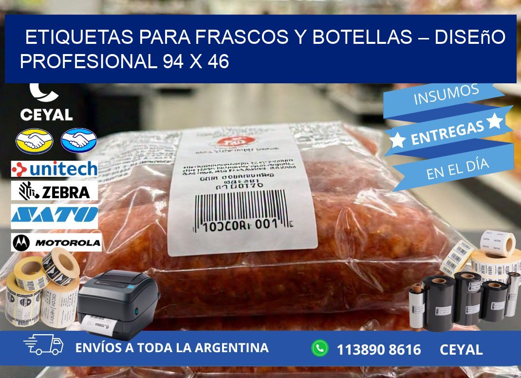 Etiquetas para frascos y botellas – Diseño profesional 94 x 46