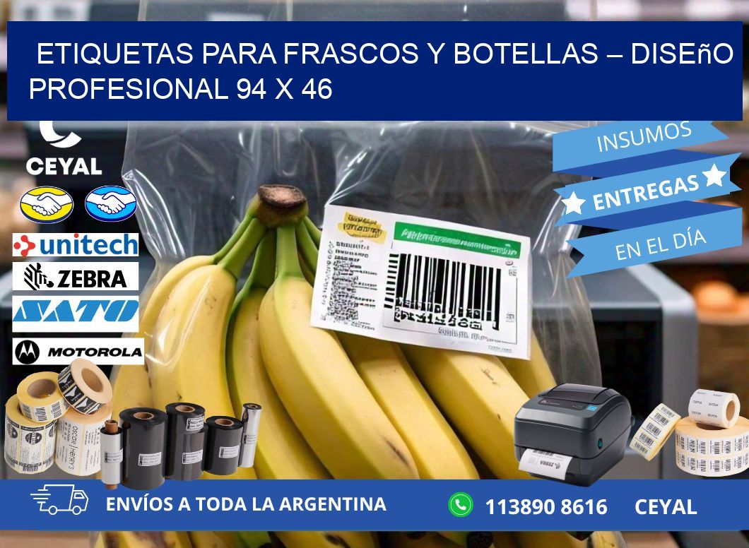 Etiquetas para frascos y botellas – Diseño profesional 94 x 46