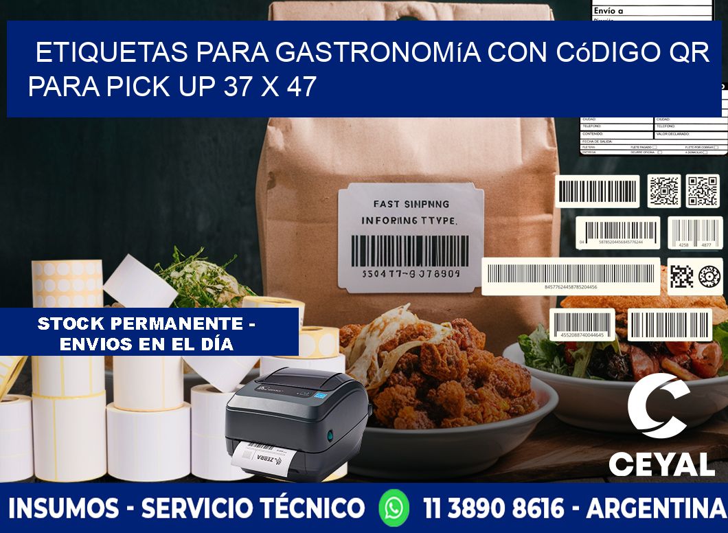 Etiquetas para gastronomía con código QR para pick up 37 x 47