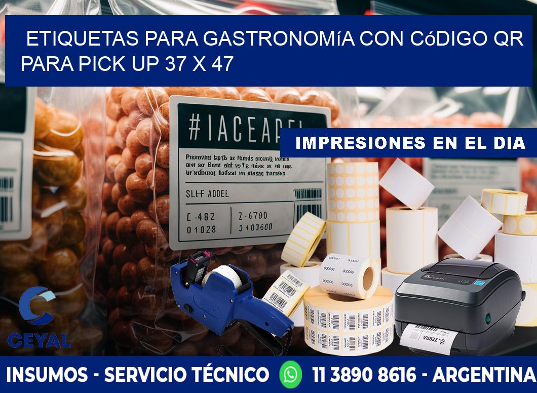 Etiquetas para gastronomía con código QR para pick up 37 x 47