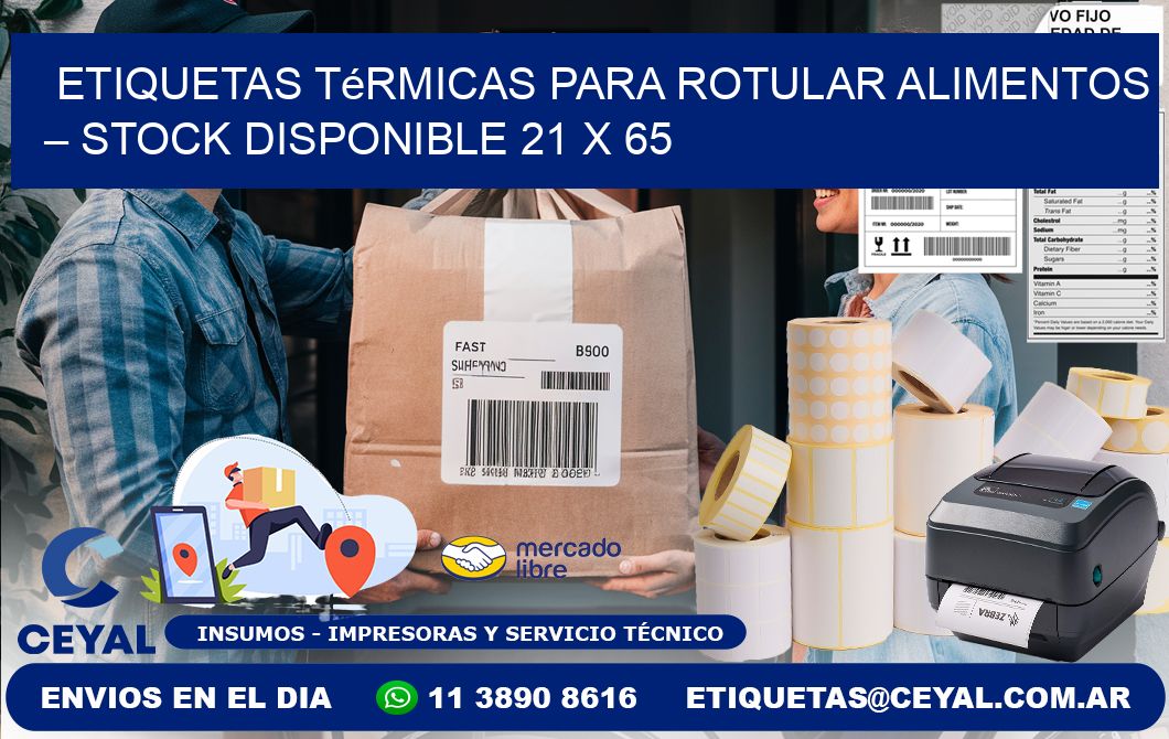 Etiquetas térmicas para rotular alimentos – Stock disponible 21 x 65