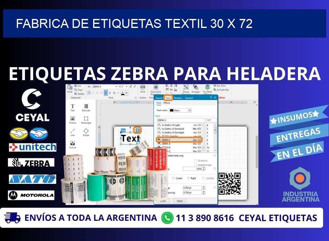 FABRICA DE ETIQUETAS TEXTIL 30 x 72