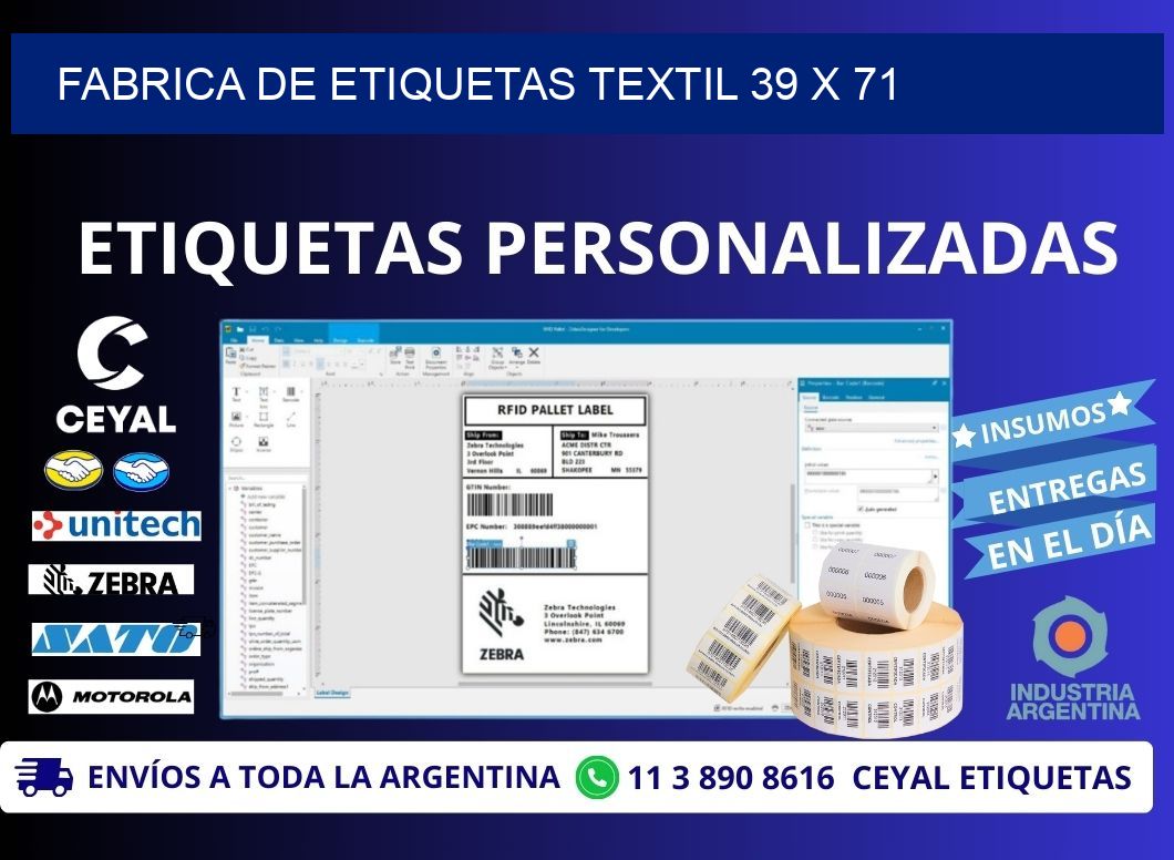 FABRICA DE ETIQUETAS TEXTIL 39 x 71