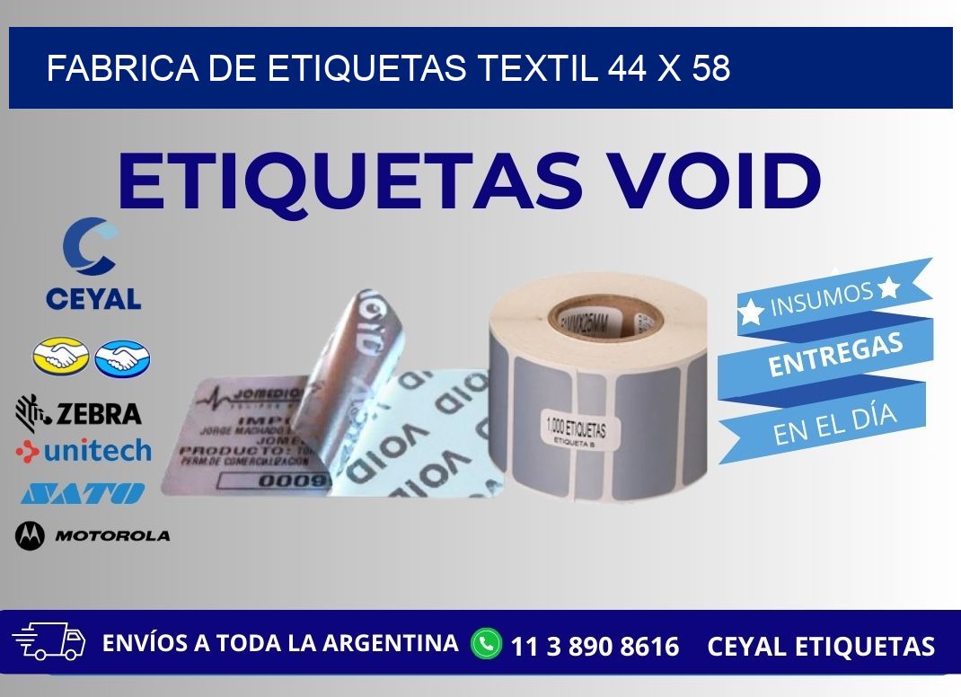 FABRICA DE ETIQUETAS TEXTIL 44 x 58