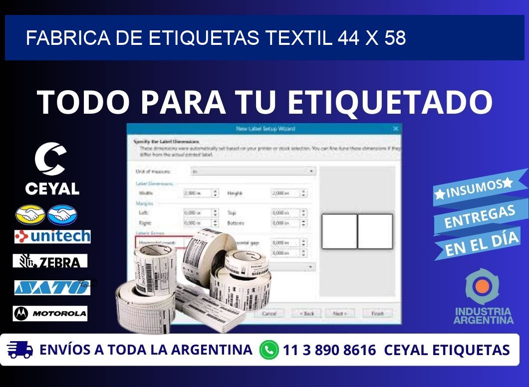 FABRICA DE ETIQUETAS TEXTIL 44 x 58