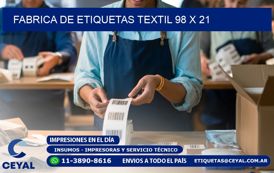 FABRICA DE ETIQUETAS TEXTIL 98 x 21