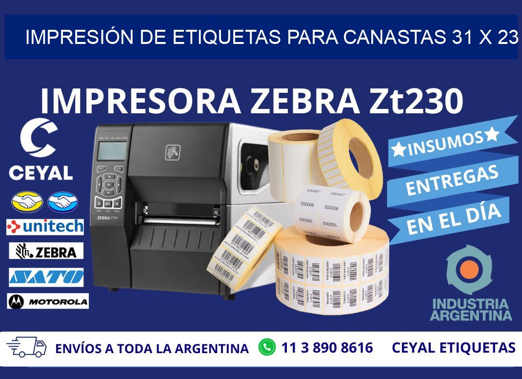 IMPRESIÓN DE ETIQUETAS PARA CANASTAS 31 x 23