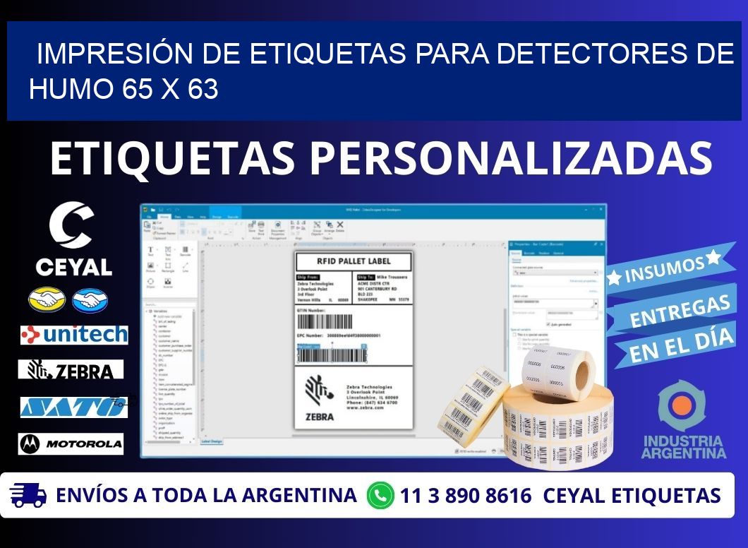 IMPRESIÓN DE ETIQUETAS PARA DETECTORES DE HUMO 65 x 63