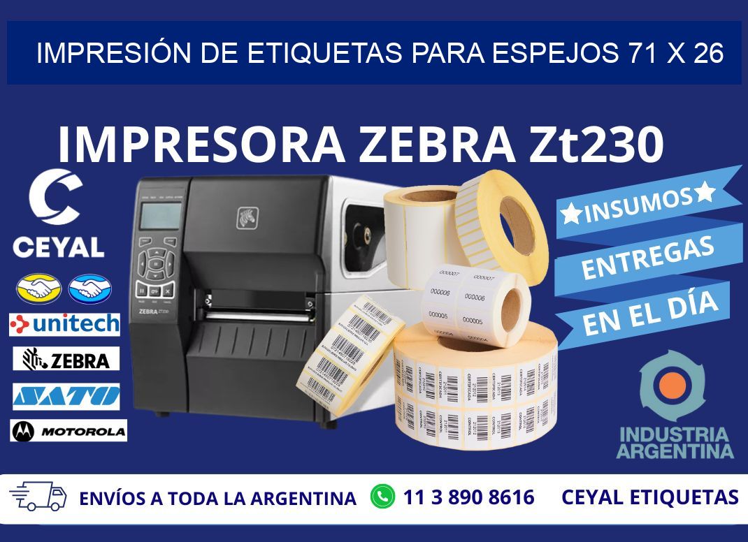 IMPRESIÓN DE ETIQUETAS PARA ESPEJOS 71 x 26