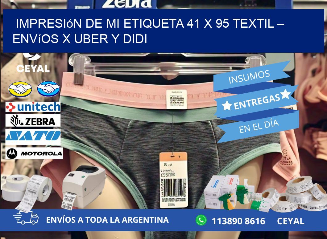 Impresión de mi Etiqueta 41 x 95 textil – Envíos x Uber y DiDi