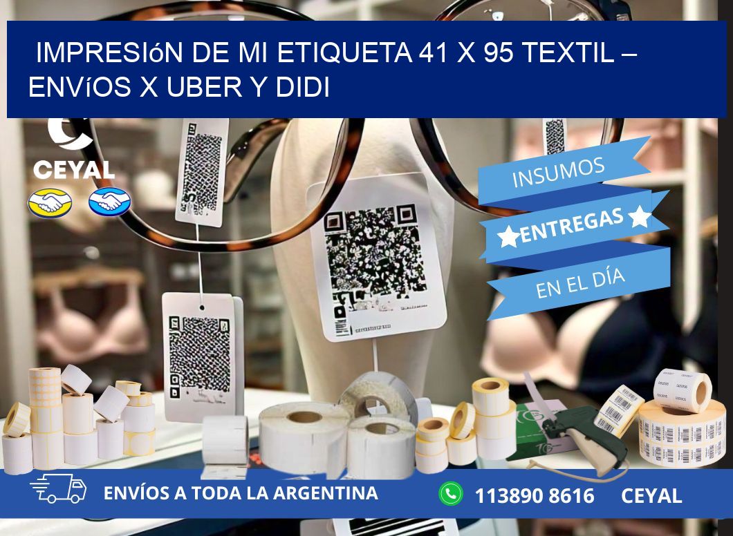 Impresión de mi Etiqueta 41 x 95 textil – Envíos x Uber y DiDi