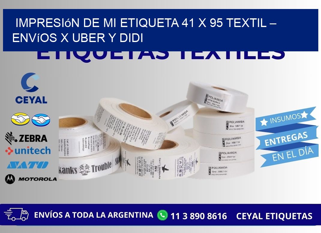 Impresión de mi Etiqueta 41 x 95 textil – Envíos x Uber y DiDi